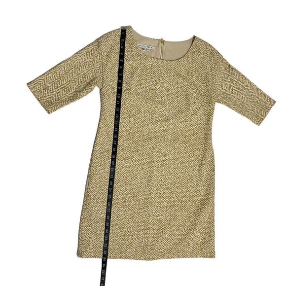 MAGGY LONDON Size 6 Metallic Gold White Sheath Dress Small - Picture 5 of 14